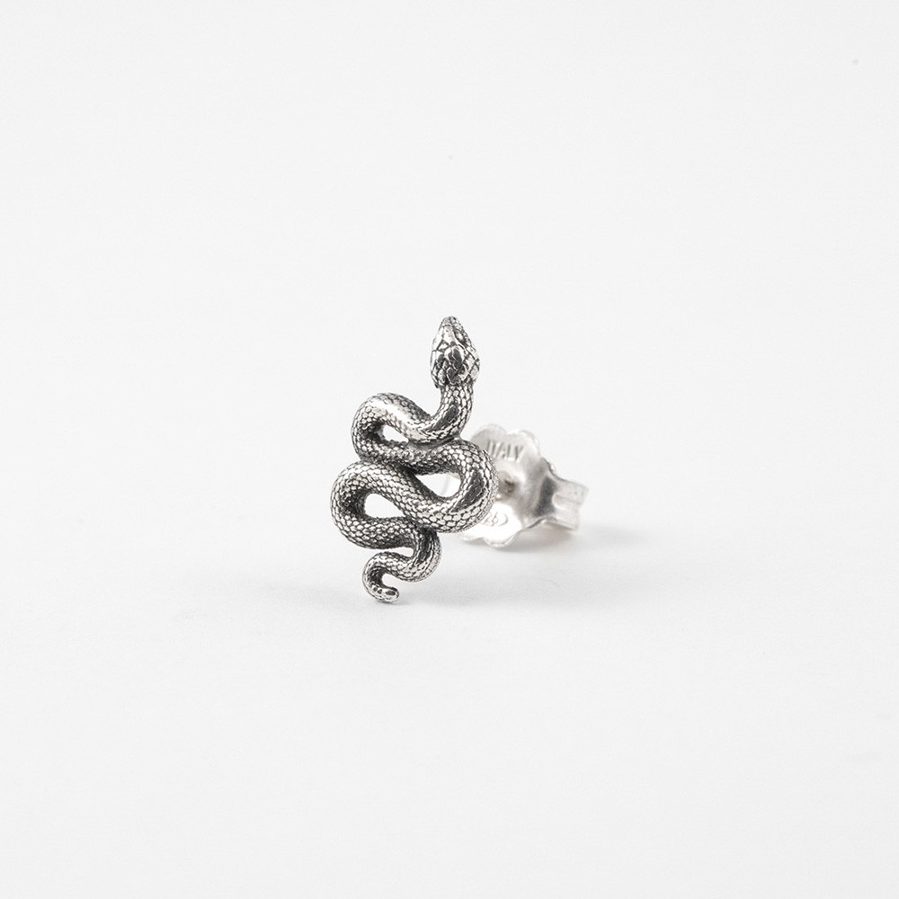  Single snake earring in burnished 925 silver - NOVE25