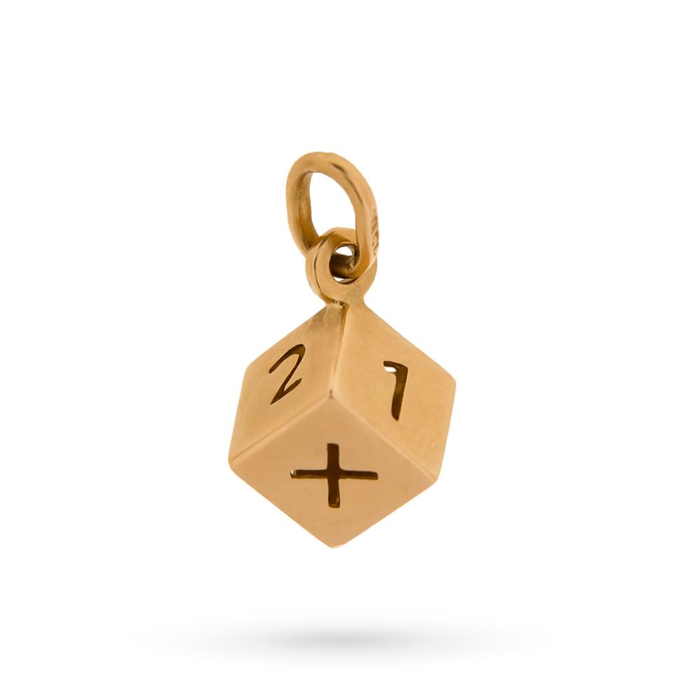Ciondolo dado 1-2-X oro giallo 18kt lucido - LUSSO ITALIANO