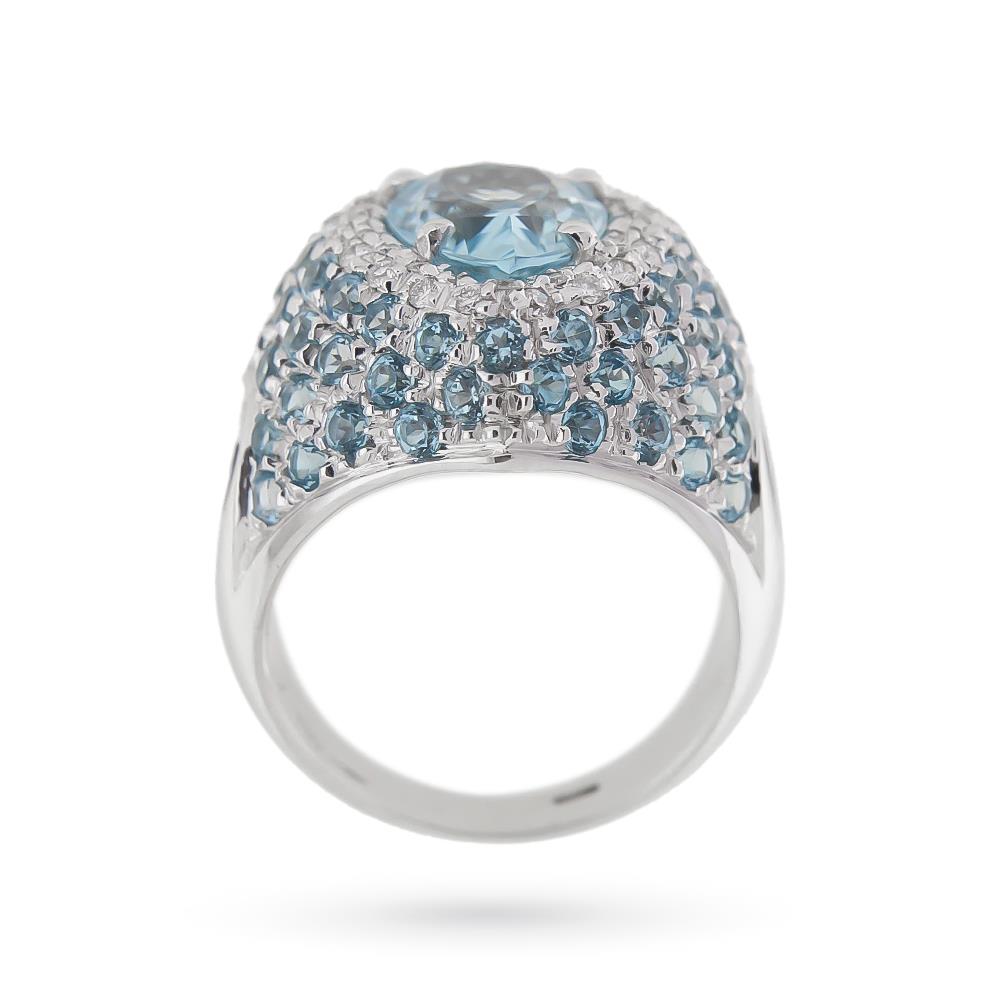 Anello fascia goccia topazio azzurro diamanti oro - LUSSO ITALIANO