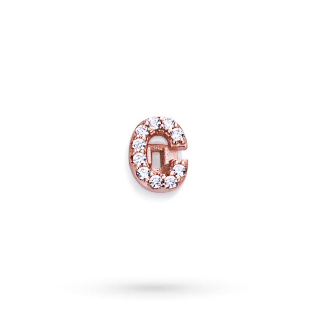 Componente lettera C in argento rosa con zaffiri  - MARCELLO PANE