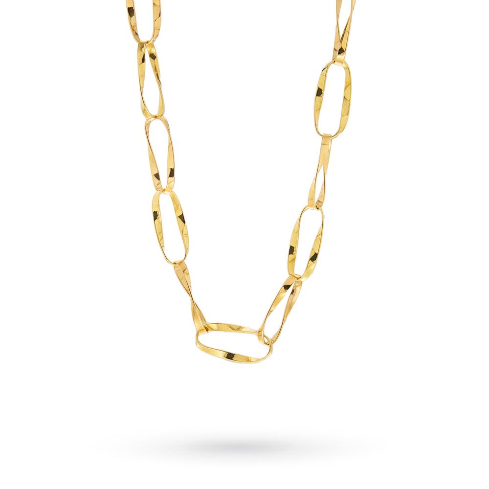 Collana catena ovali piegati oro giallo 18kt 44cm - UNBRANDED