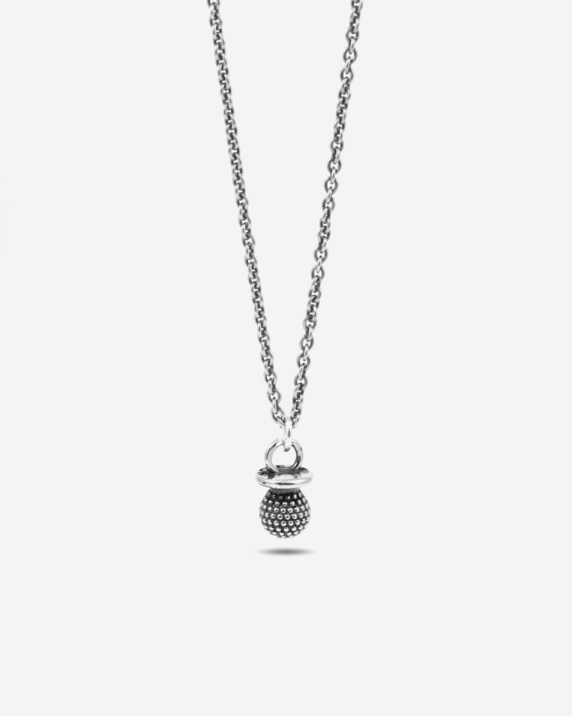Nove25 burnished silver newborn charm pendant necklace - NOVE25