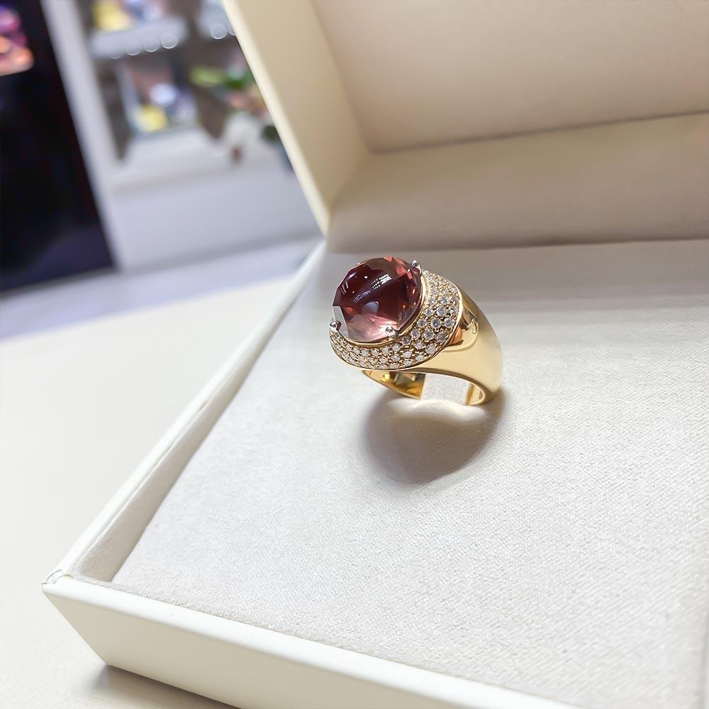  Anello Giorgio Visconti oro rosa tormalina rosa e diamanti - GIORGIO VISCONTI