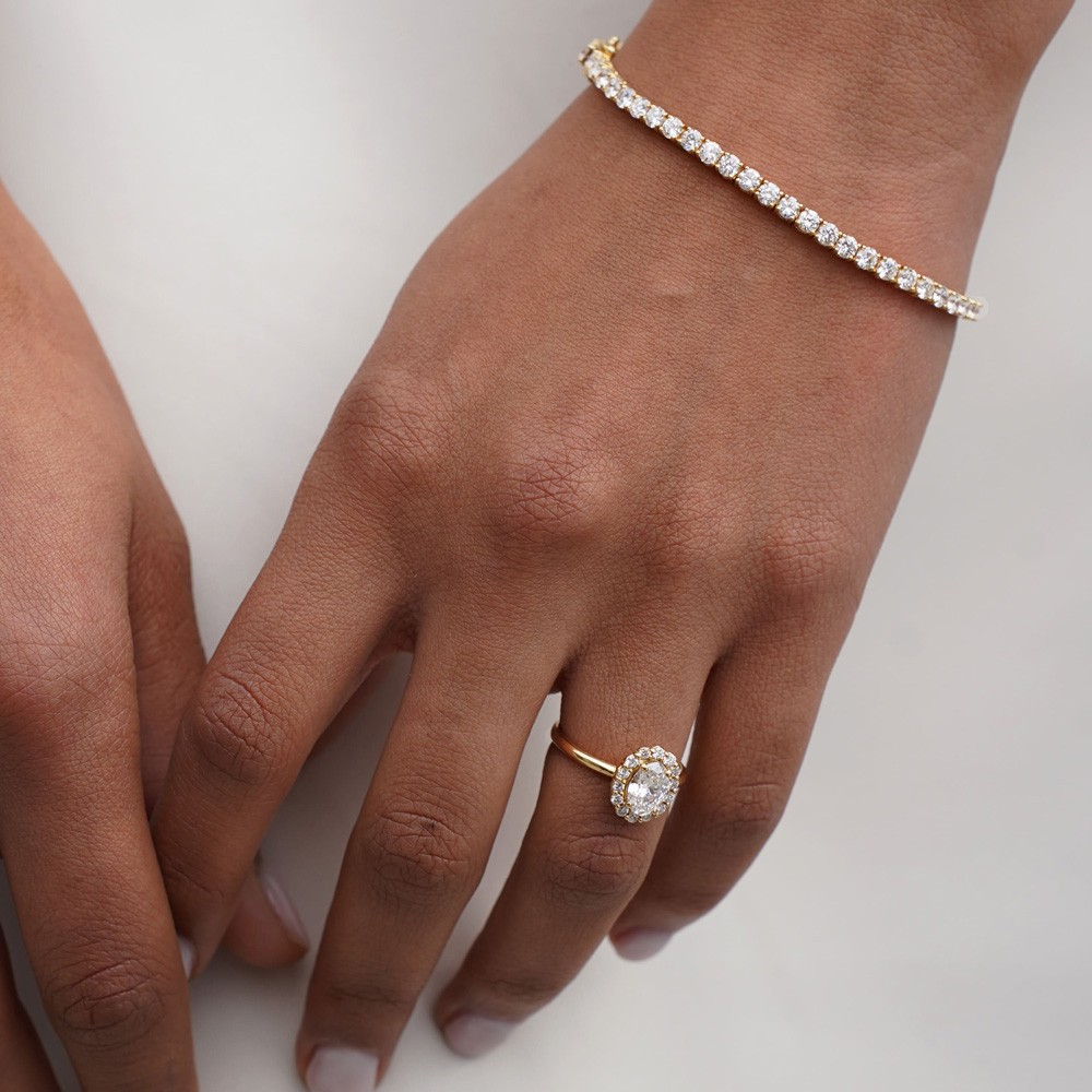 Bracciale tennis oro bianco diamanti Lab-Grown 17,5 cm - AMA