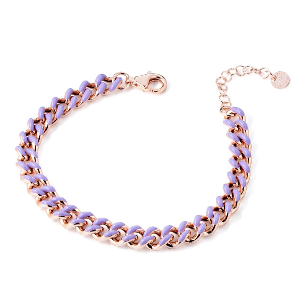 Bracciale maglia groumette in argento e smalto lilla - MARCELLO PANE