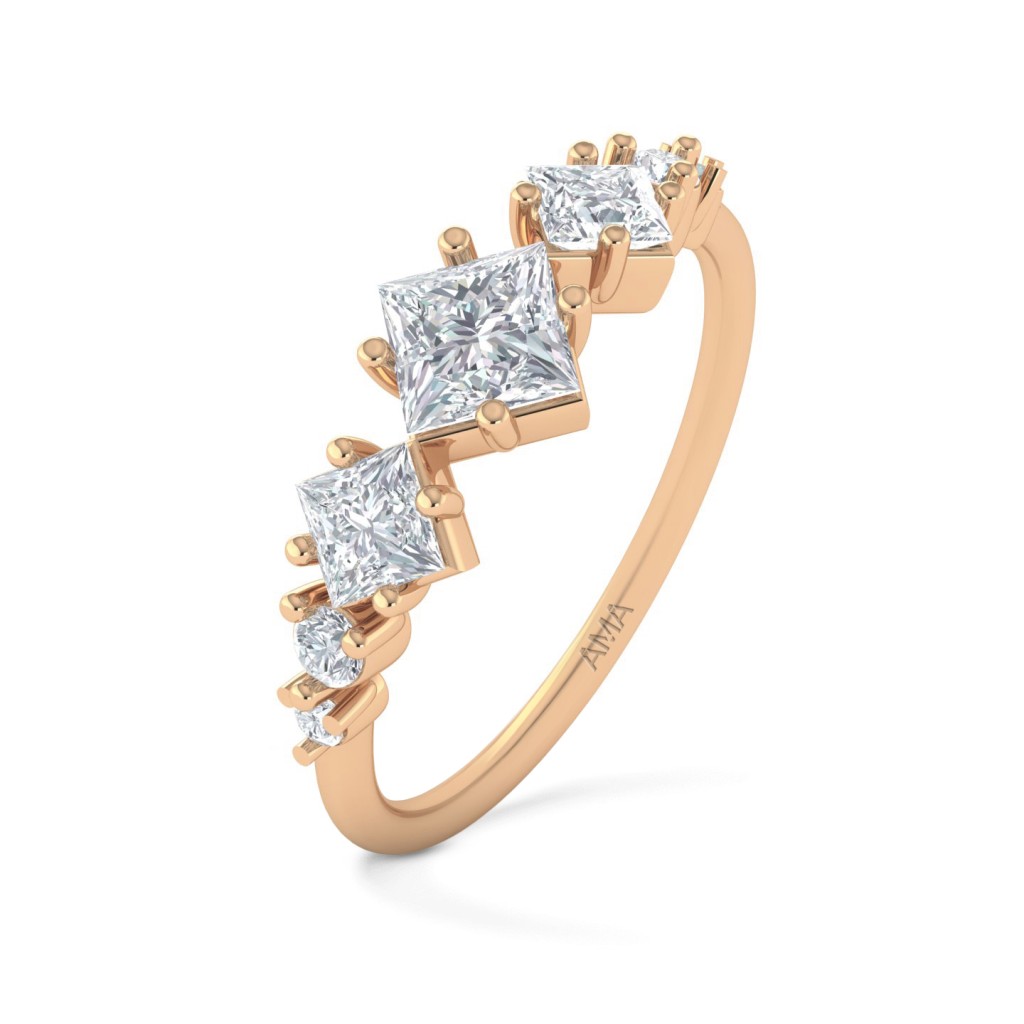 Anello oro rosa con diamanti 0,91 Carati Lab-Grown - misura 22