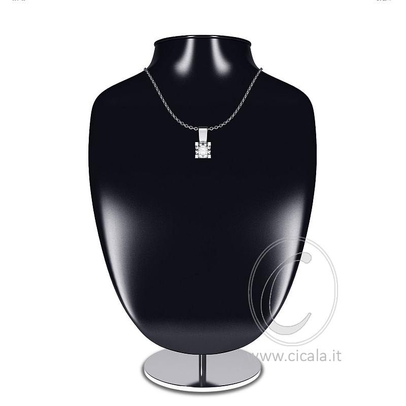  Girocollo punto luce in oro bianco con diamante D VS 0,60ct - CICALA