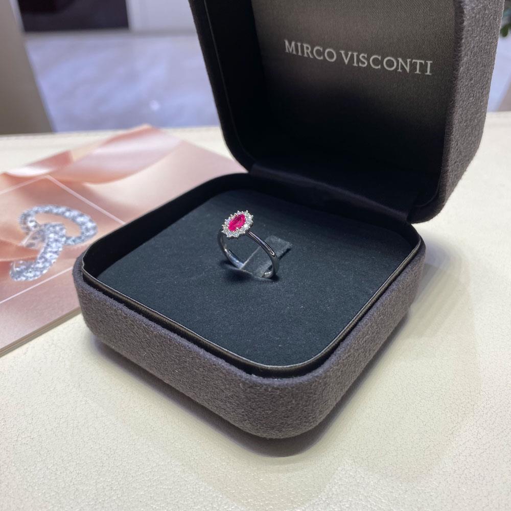  Anello rubino ovale 0,44ct contorno diamanti 0,21ct Mirco Visconti - MIRCO VISCONTI