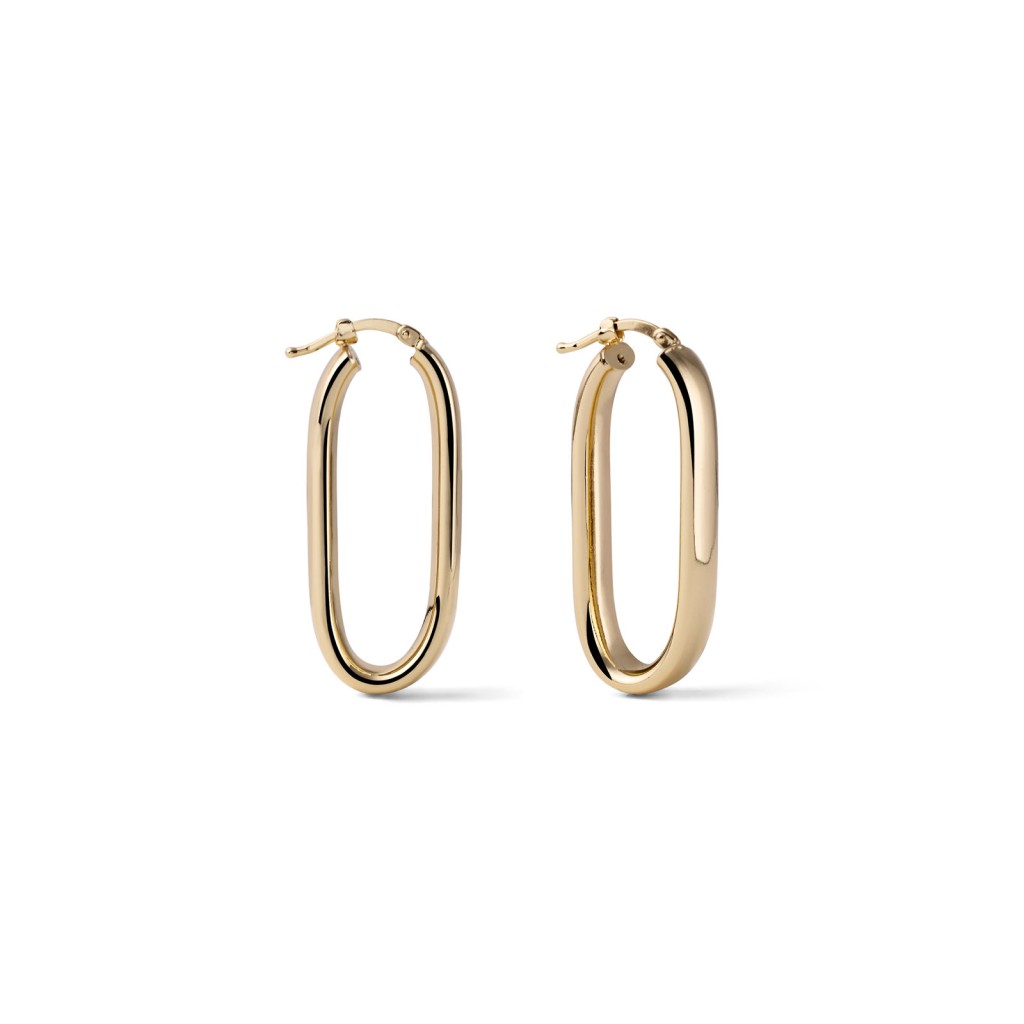 Orecchini Unoaerre 2687 ovali dorati lucidi 3,5 cm - UNOAERRE
