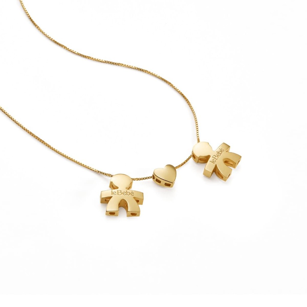 leBebe LBB918-FF Boy-Heart-Boy Necklace in Yellow Gold - LE BEBE
