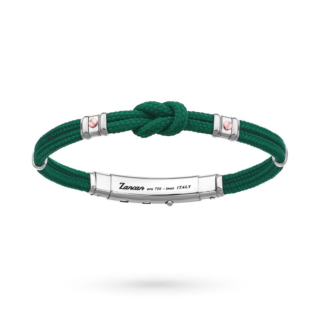 Zancan EXB475-VR bracelet with kevlar green knot with rose gold screws - ZANCAN