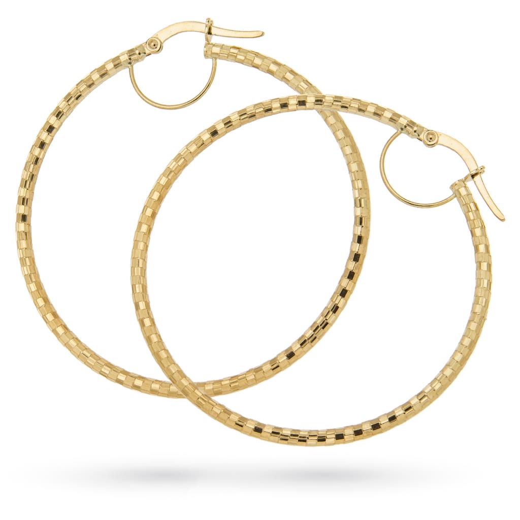 18kt yellow gold earrings with thin barrel and python Ø 4cm - LUSSO ITALIANO