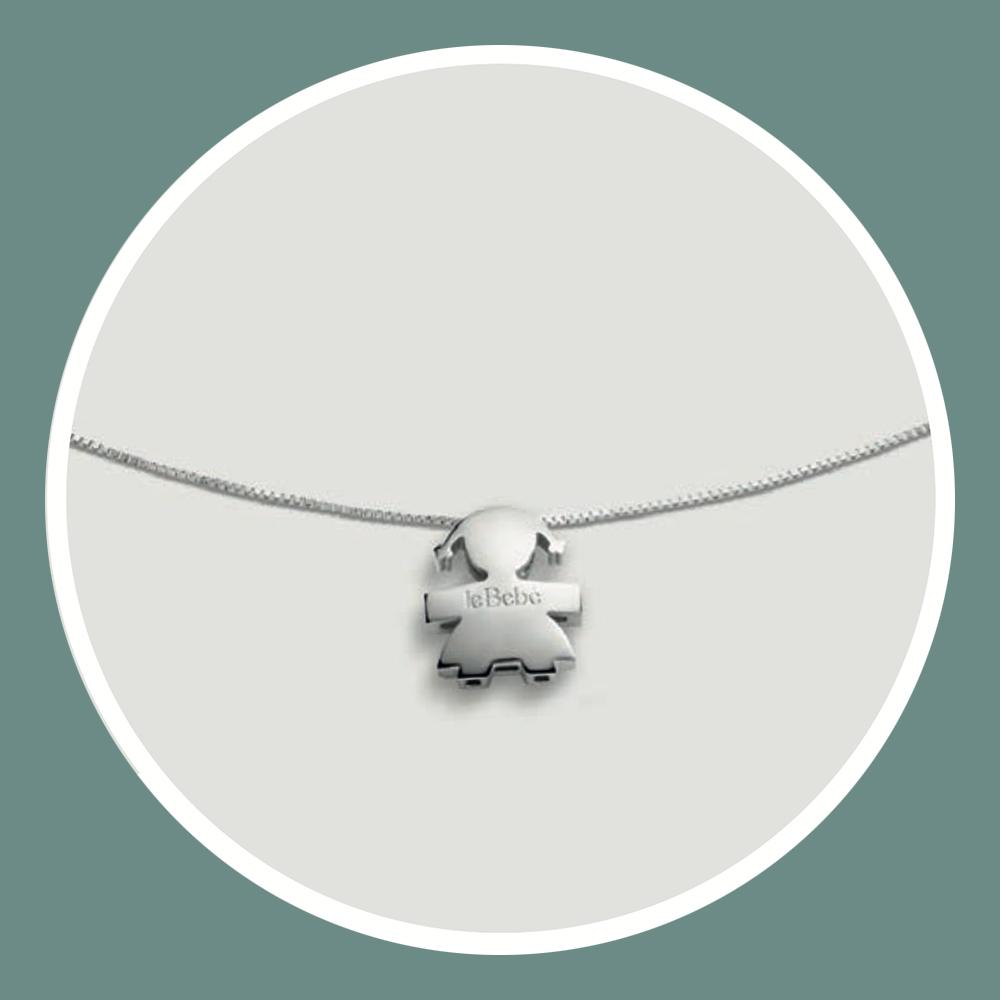  Collana leBebe LBB921 sagoma bimba oro bianco 18kt - LE BEBE