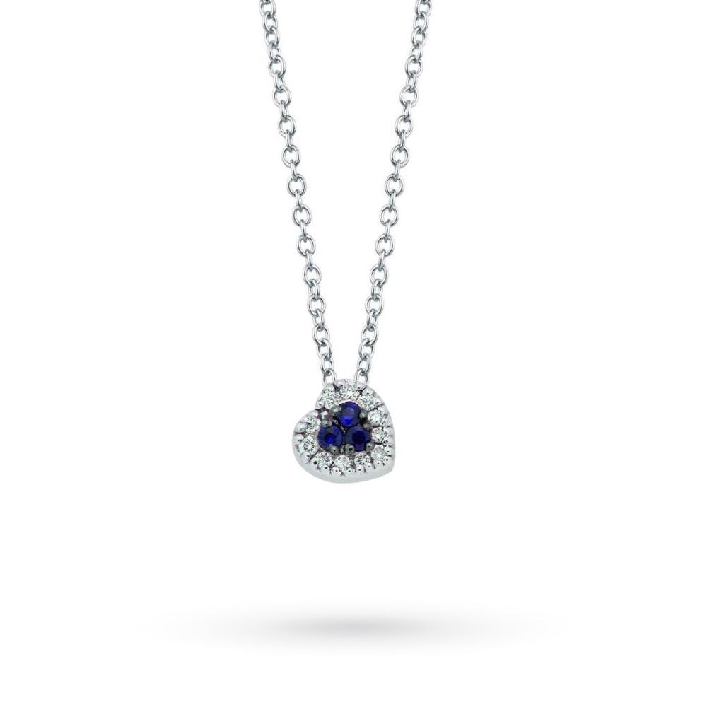 Girocollo oro bianco cuoricino zaffiri 0,05ct diamanti 0,05ct Mirco Visconti - MIRCO VISCONTI