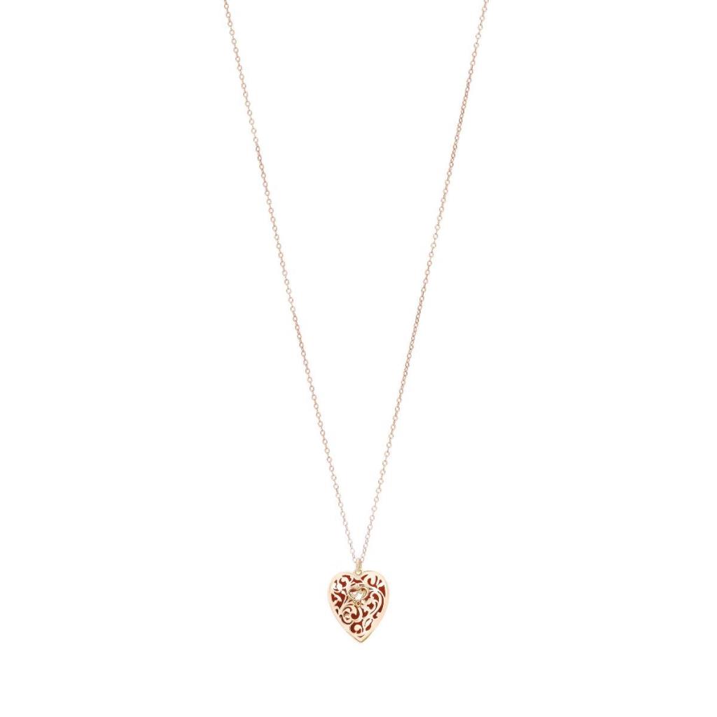 925 silver necklace with rose gold plated Victorian heart - MAMAN ET SOPHIE