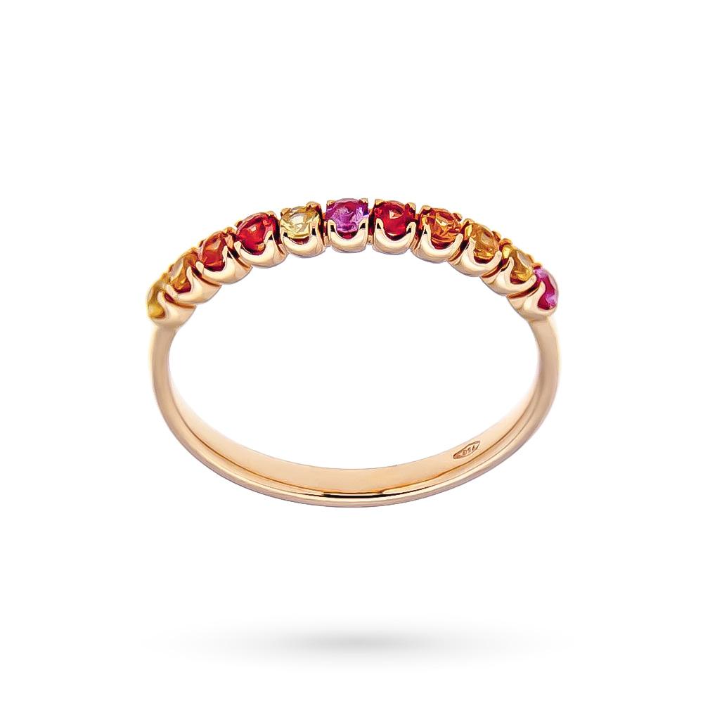 Riviere ring in rose gold with multicolor sapphires - CICALA