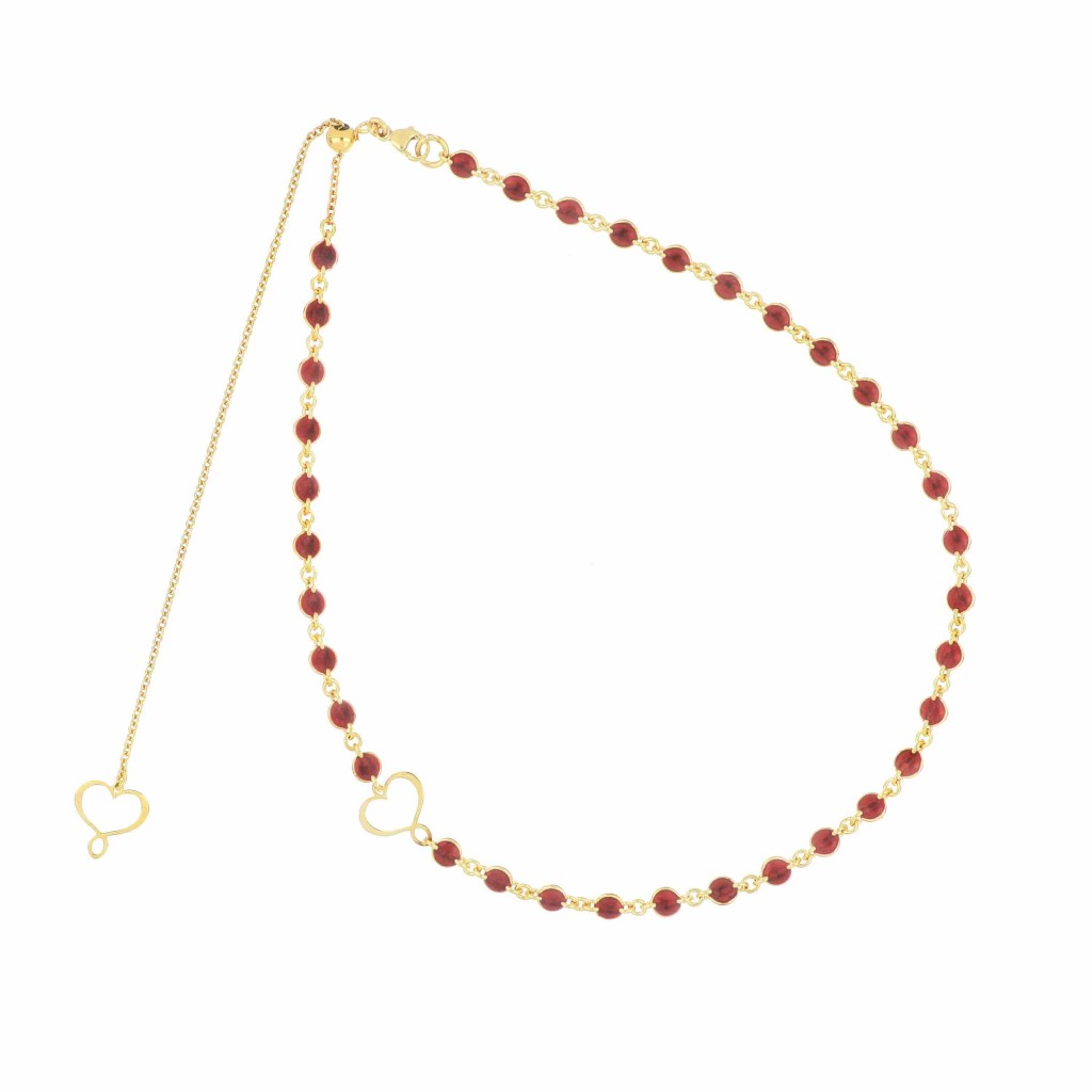 Girocollo Maman argento con smalto bordeaux - MAMAN ET SOPHIE