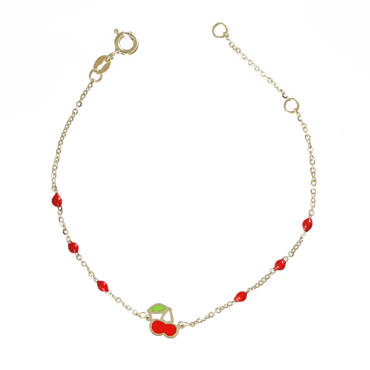 Bracciale con ciliegie smaltate in oro giallo 18kt