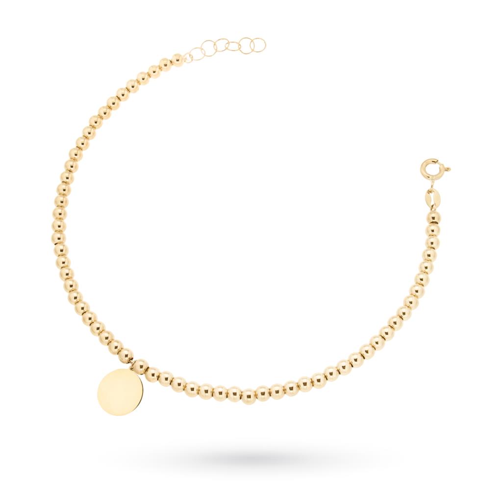 Bead bracelet in 18kt yellow gold with plate pendant - LUSSO ITALIANO