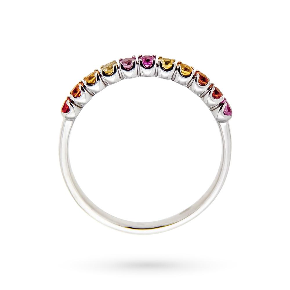  Anello riviera oro bianco Arcobaleno zaffiri multicolor 0,45ct - CICALA