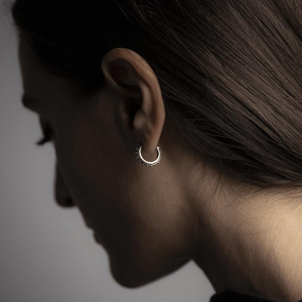  Orecchini coppia etnici cerchio piccolo argento brunito Nove25 - NOVE25