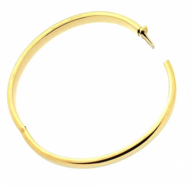  Bracciale rigido ovale a schiava in oro giallo lucido - GE.MI.