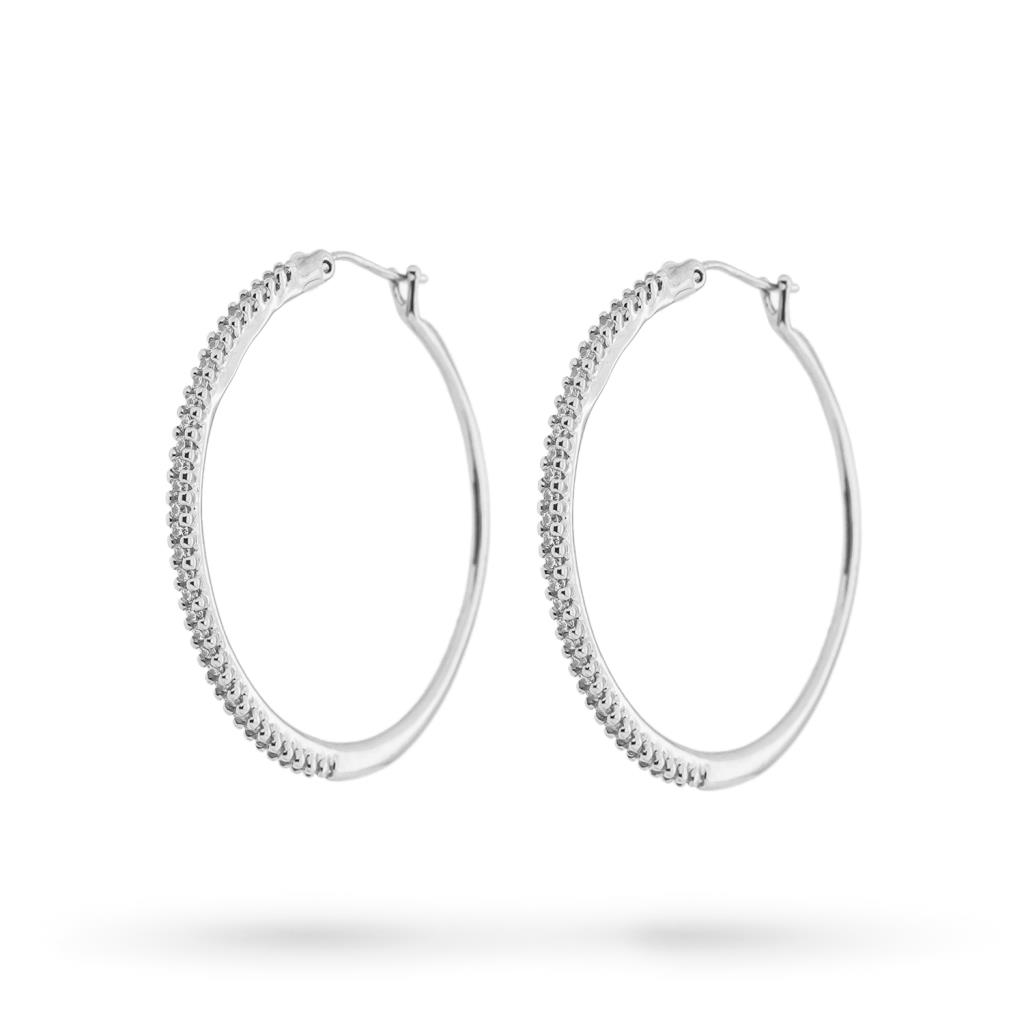  White gold hoop earrings and zircons Ø 25mm - LUSSO ITALIANO