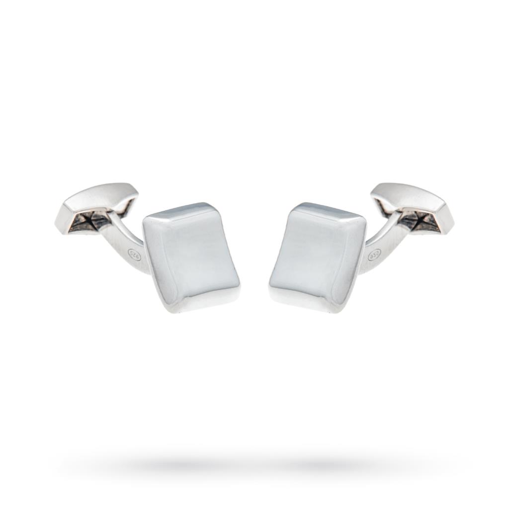 Polished concave square silver cufflinks - ANTORÀ