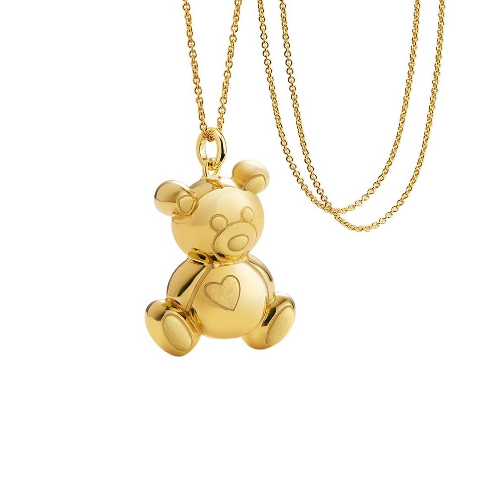 leBebe SNM091 Pregnancy Bola Teddy Bear Necklace in yellow gold-plated silver - LE BEBE