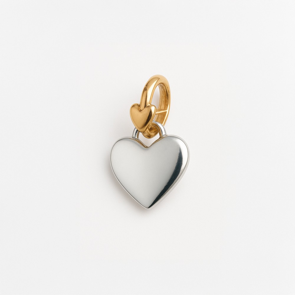 Cuore ciondolo in argento con contromaglia oro giallo di Dodo Mariani