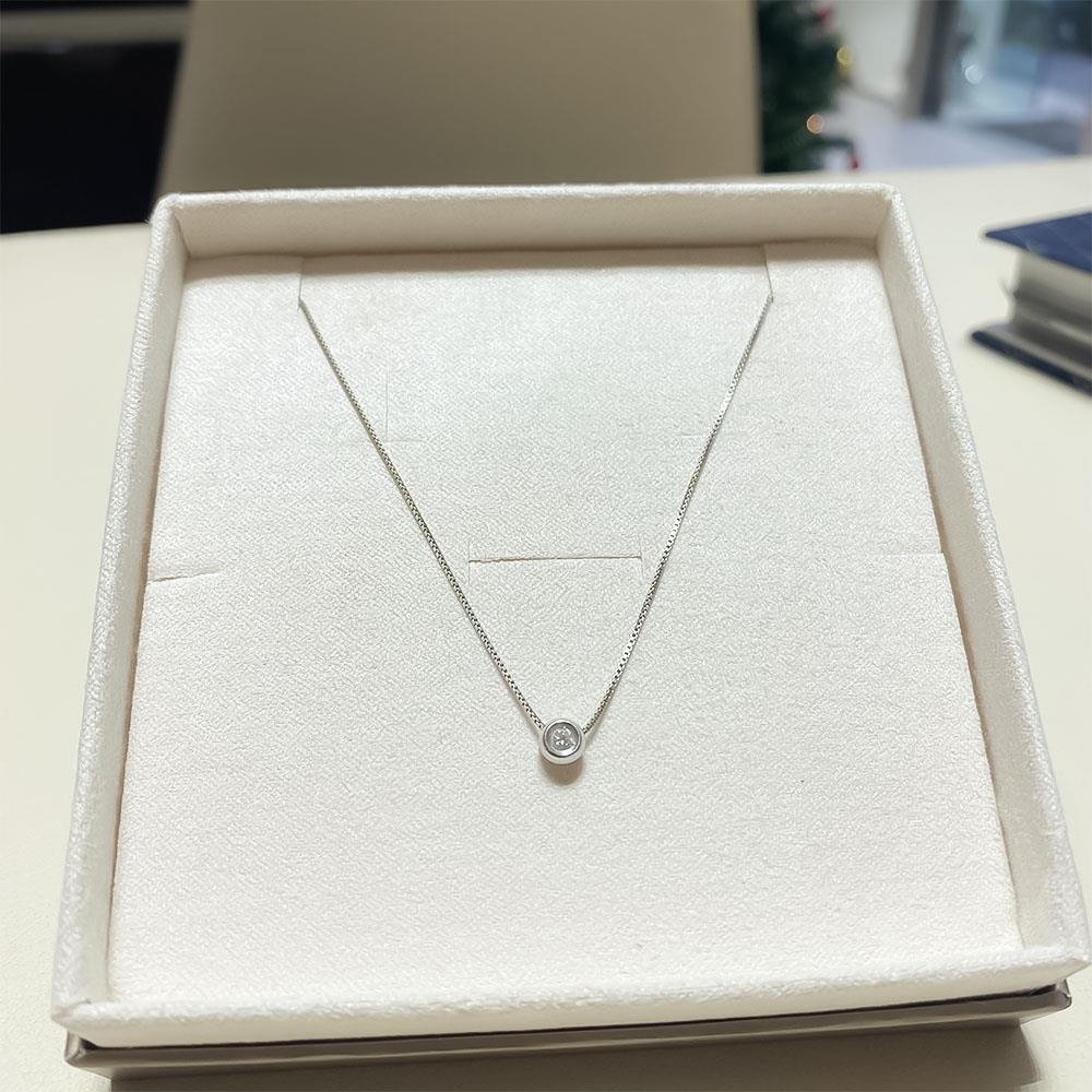  White gold solitaire necklace with 0.07ct diamond - LUSSO ITALIANO