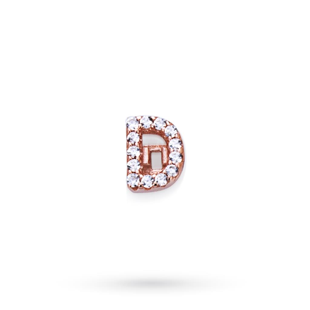 Component letter D in pink silver with sapphires - MARCELLO PANE