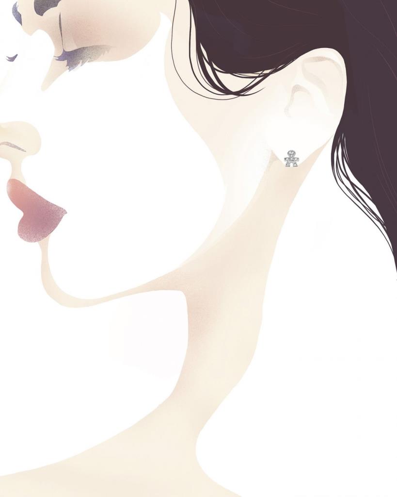  Mono orecchino leBebe LBB311 Preziosi bimbo oro bianco diamanti ct 0,03 - LE BEBE