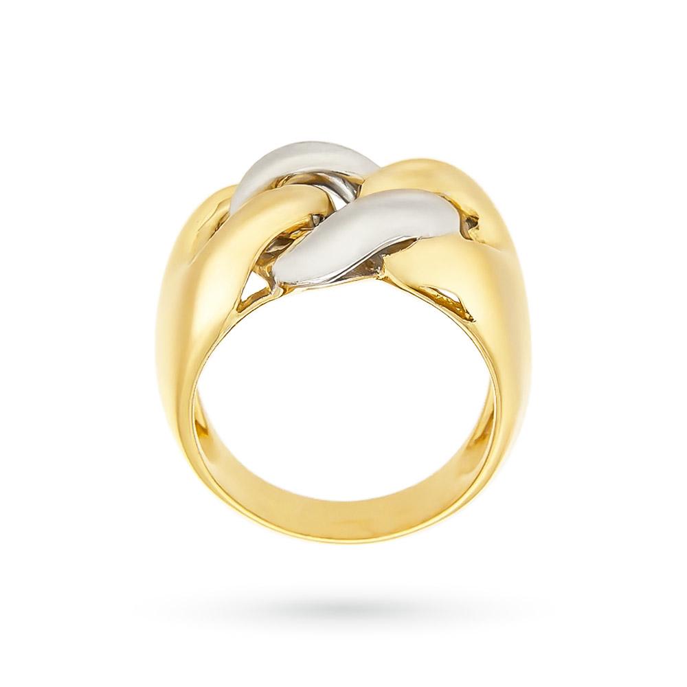  Anello catena grumetta oro bianco e giallo 18kt - LUSSO ITALIANO