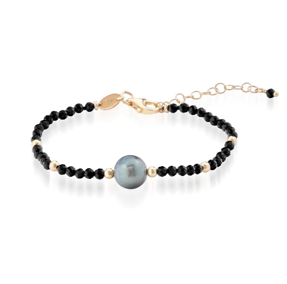 Tahiti pearl silver gilded black spinel bracelet 17cm - GLAMOUR