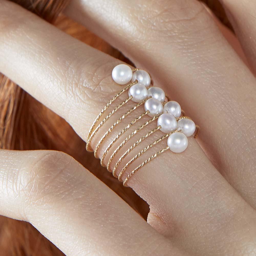  Anello filo oro giallo con 9 perle Ø 4mm MagicWire - MAGICWIRE