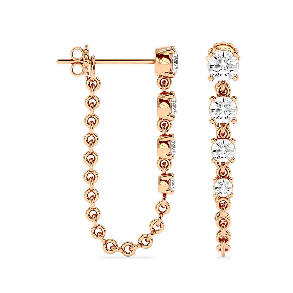  Orecchini Pendenti Oro Rosa Diamanti 0,70 Carati Totali Lab-Grown - AMA