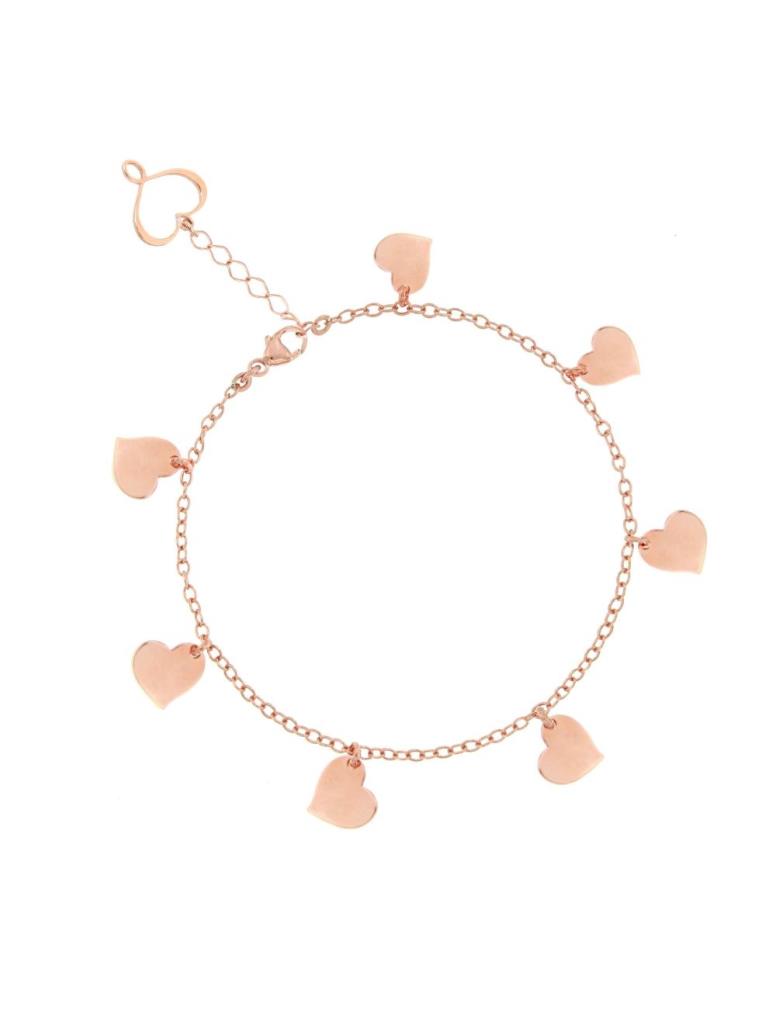 Pink silver 7 hearts chain bracelet - MAMAN ET SOPHIE