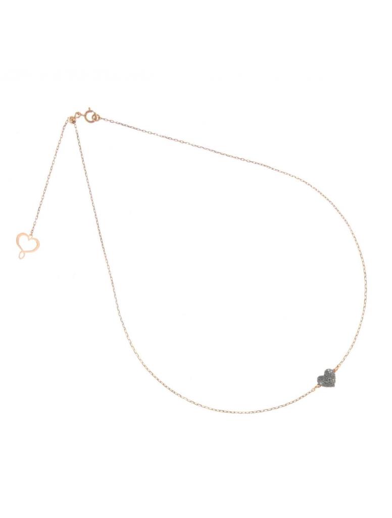 Collana aurum oro rosa 18kt con cuore micropolvere cromato - MAMAN ET SOPHIE
