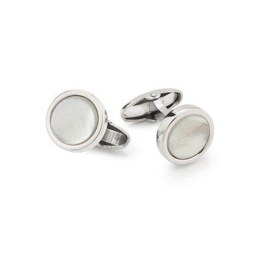 Gemelli da camicia in argento rodiato con madreperla - UNOAERRE