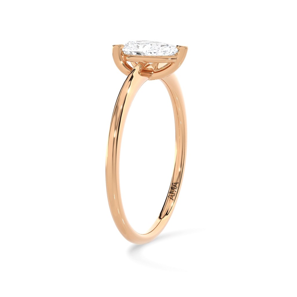  Anello oro rosa diamante a goccia ~1,5 Carati Lab-Grown - AMA