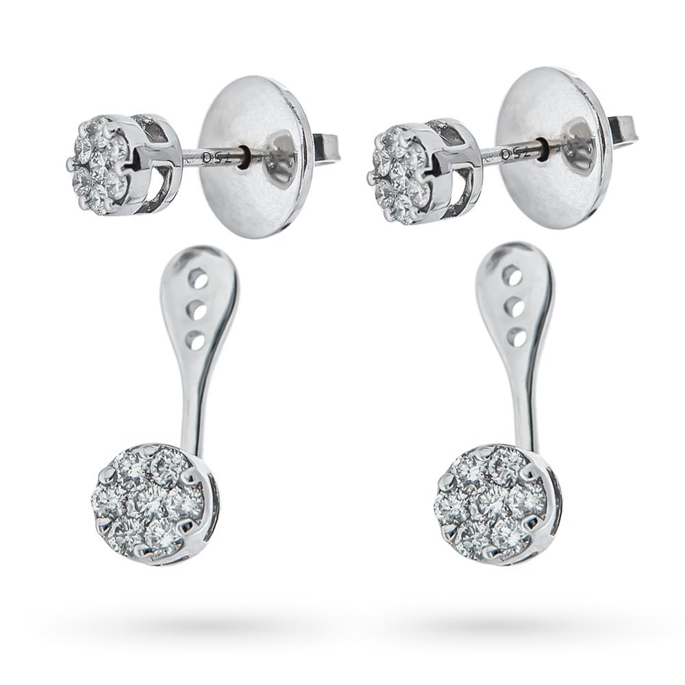  Orecchini oro bianco diamanti elemento pendente 0,63ct - LUSSO ITALIANO