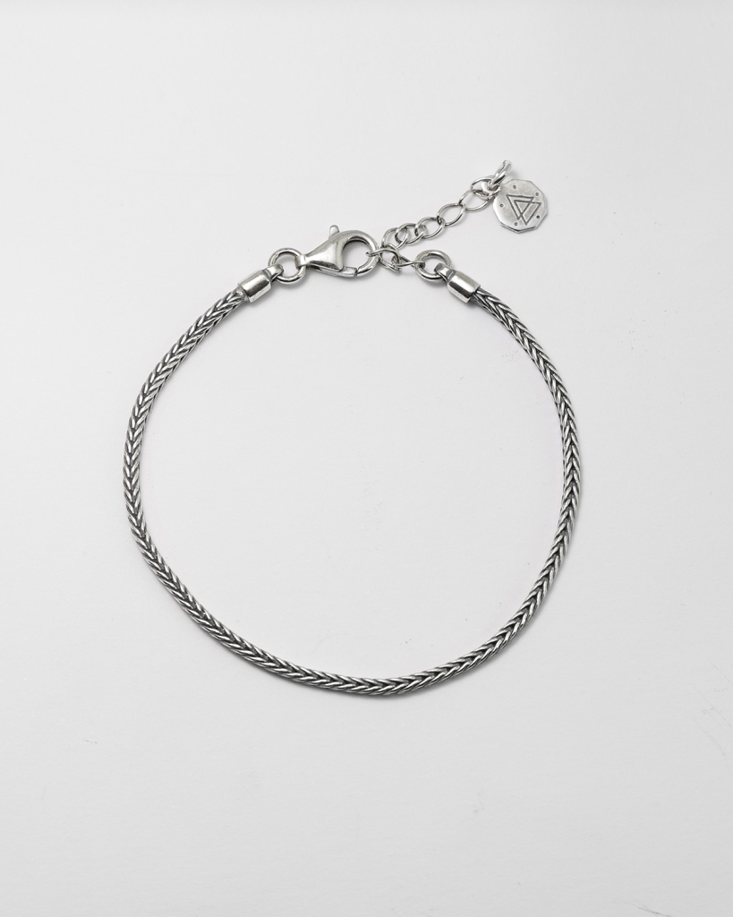 Nove25 polished burnished silver fox tail bracelet - NOVE25