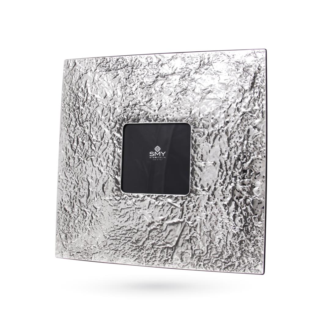 Cornice portafoto argento 9x9 cm superficie lavorata - UNBRANDED