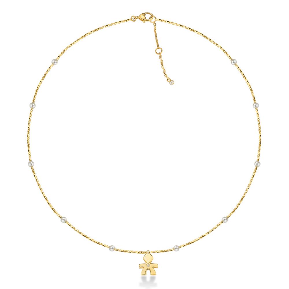 Collana Perle 3-3,5 mm bimbo oro giallo diamante