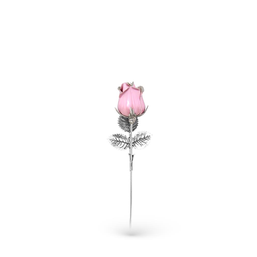 Small pink rose ornament silver enamel 13mm - GI.RO’ART