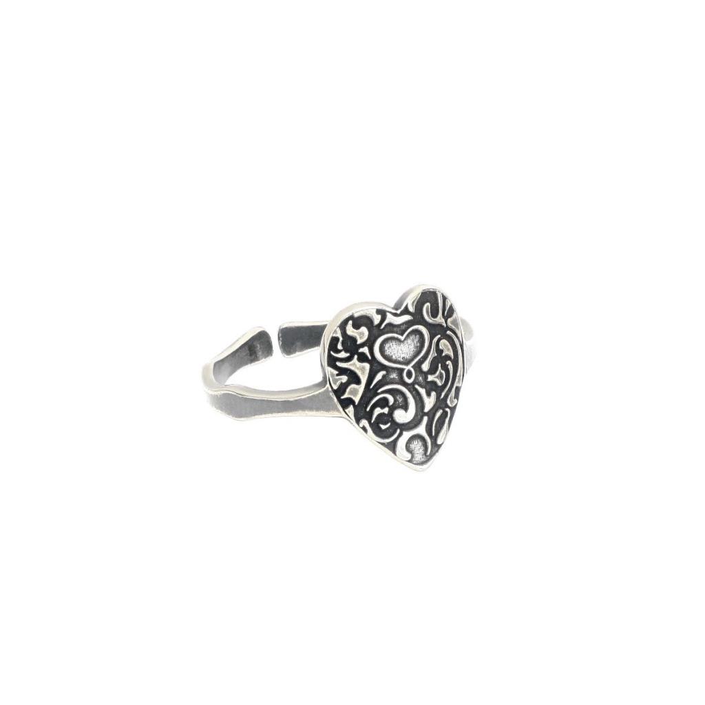 Victorian heart ring in burnished silver - MAMAN ET SOPHIE