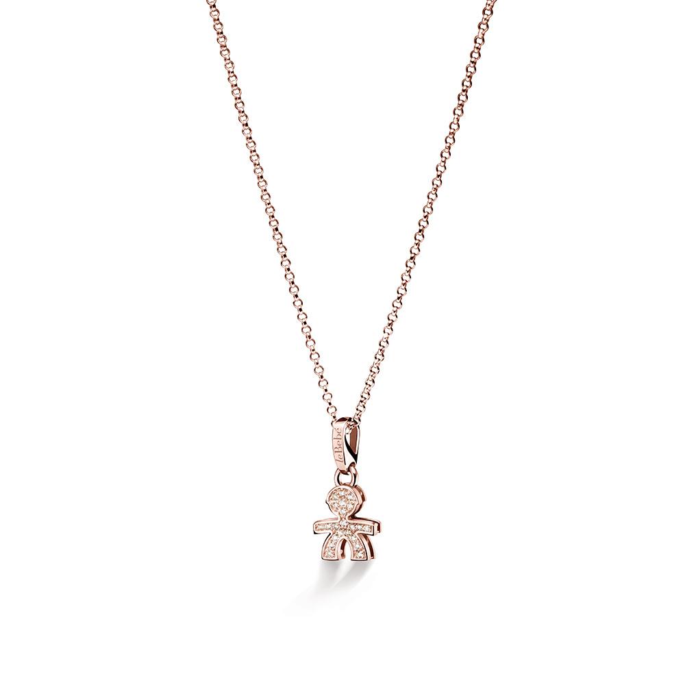  Collana leBebe LBB453 sagoma bimbo mini oro rosa diamanti ct 0,11 - LE BEBE