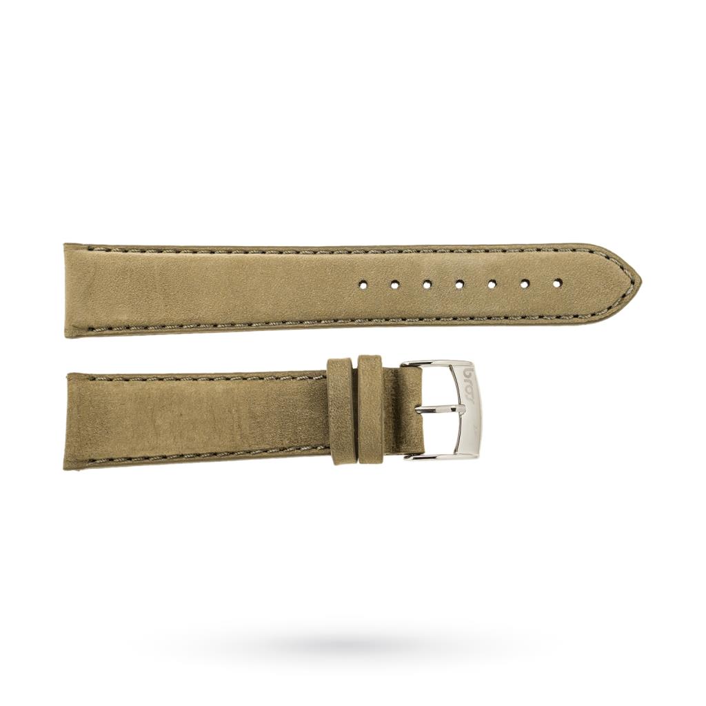 Brushed nubuck leather strap 20-18mm steel buckle - BROS
