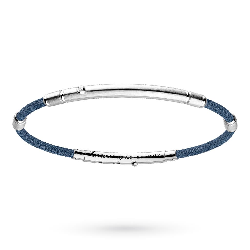 Zancan EXB762-AV kevlar bracelet with silver plate and sapphire - ZANCAN